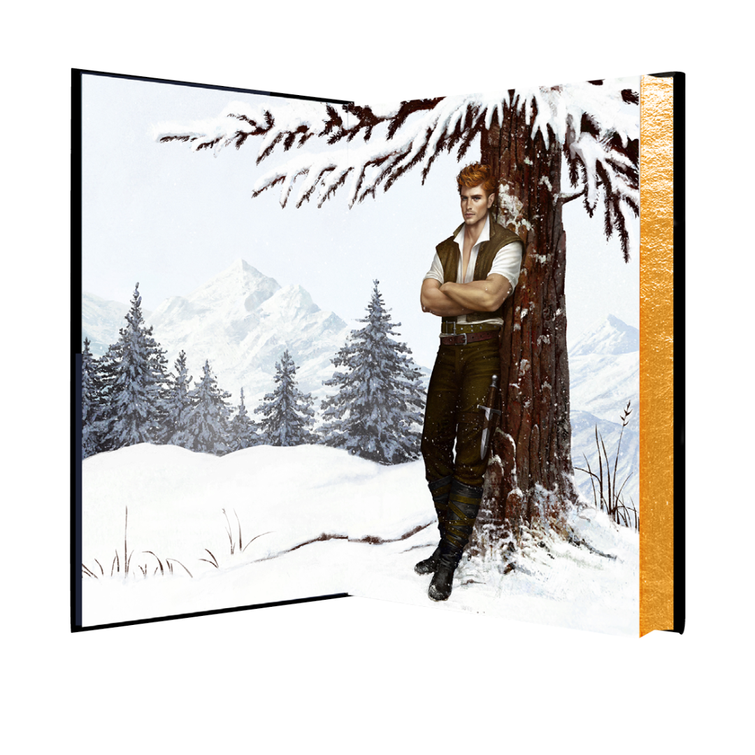 Brimstone Endpapers front - character art illustration of Carrion